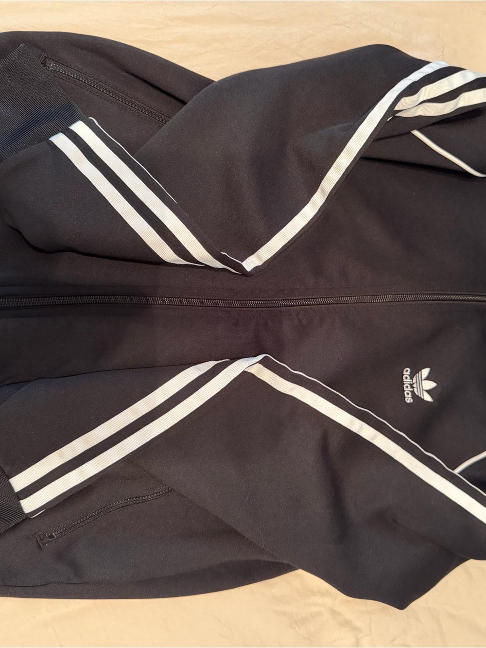 adidas Black Jacket with White Three-Stripes